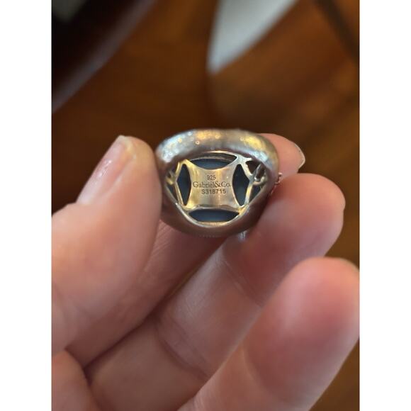 Gabriel & Co SS Oval Rock Crystal & Turquoise Ring Size 5 - Picture 3 of 7
